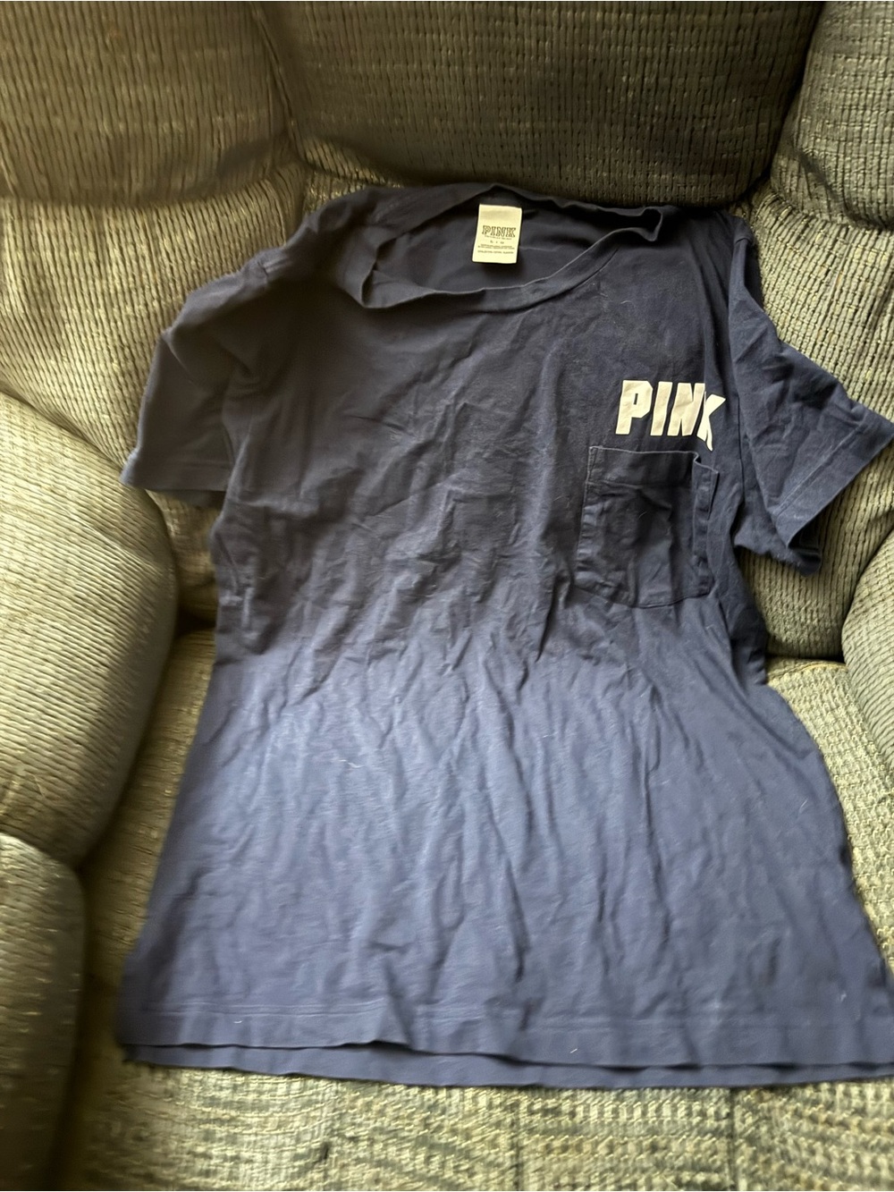 PINK Victoria's Secret Navy Short Sleeve Pocket Tee